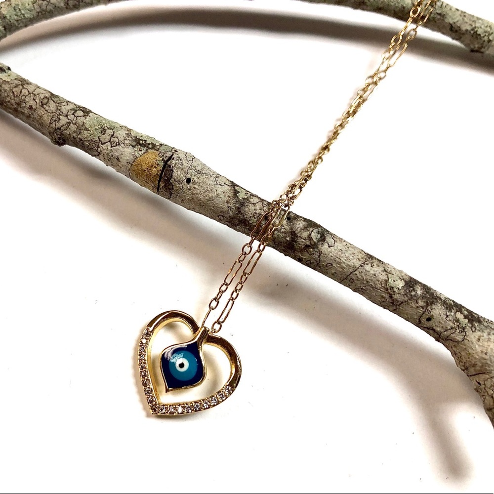 Evil Eye Necklace, Hamsa, Heart, Protection, Boho - Picture 3 of 9